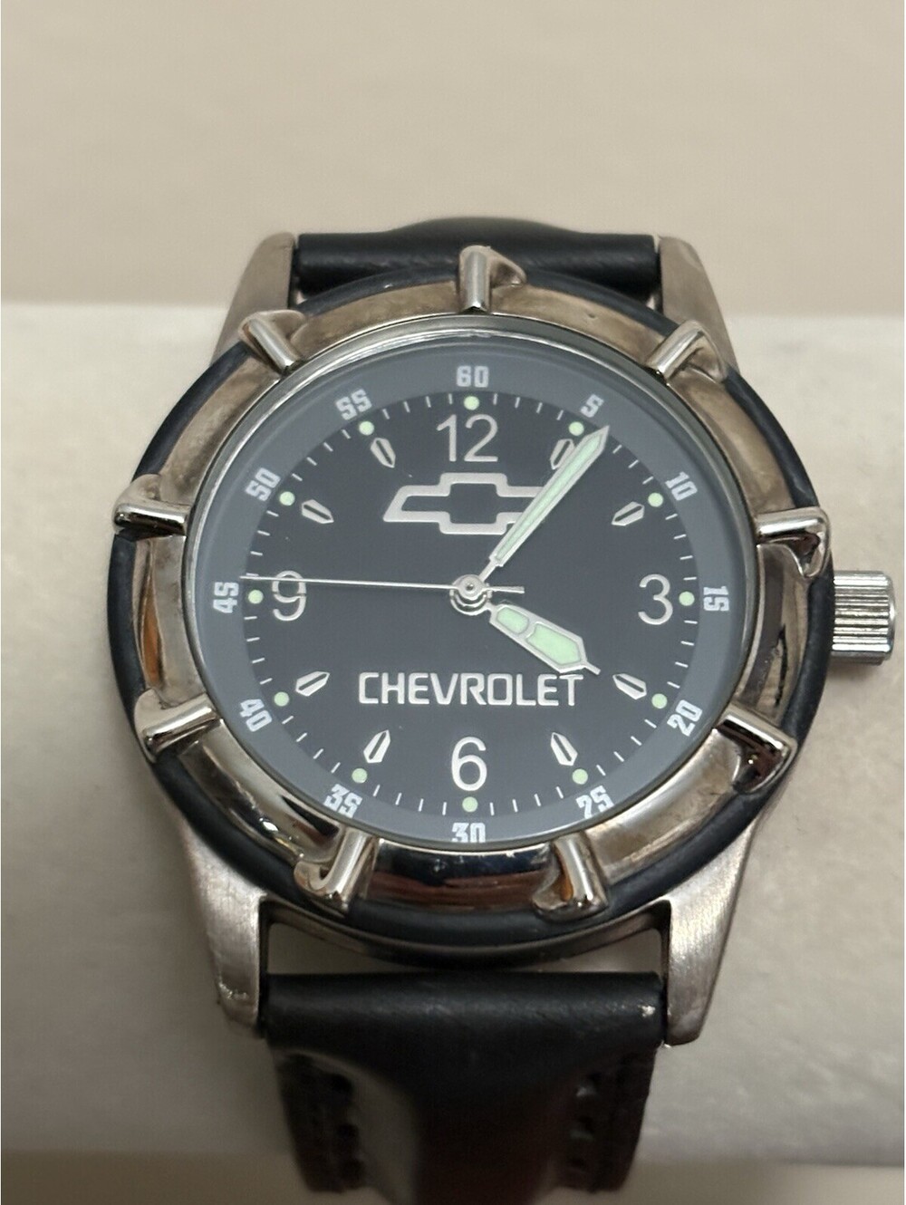 Vintage Chevrolet Bowtie Promo Watch Japan Movt TMGM TX0298 New Leather Band
